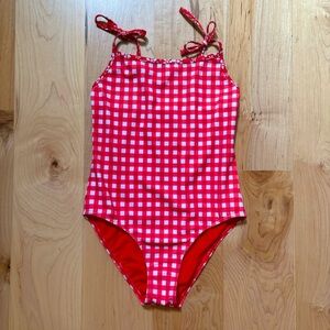 NWOT Roxy Red White Gingham One Piece Swimsuit